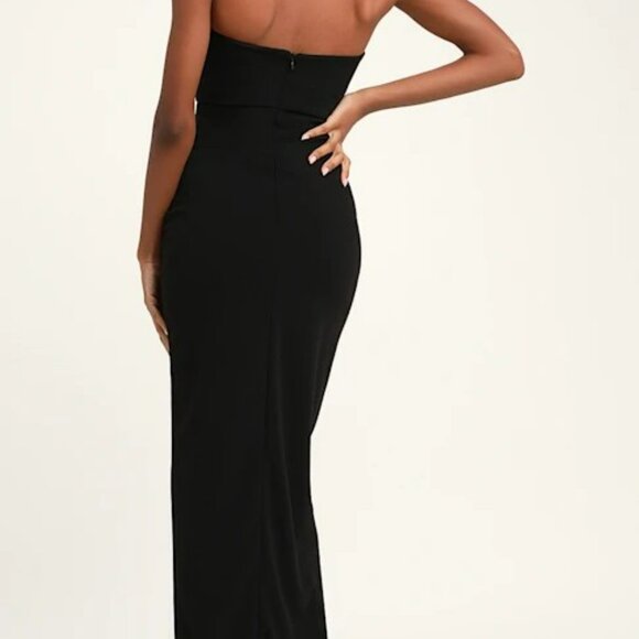 Lulus After Hours Black Strapless Ruffled Maxi Dress - Size S - Picture 2 of 3
